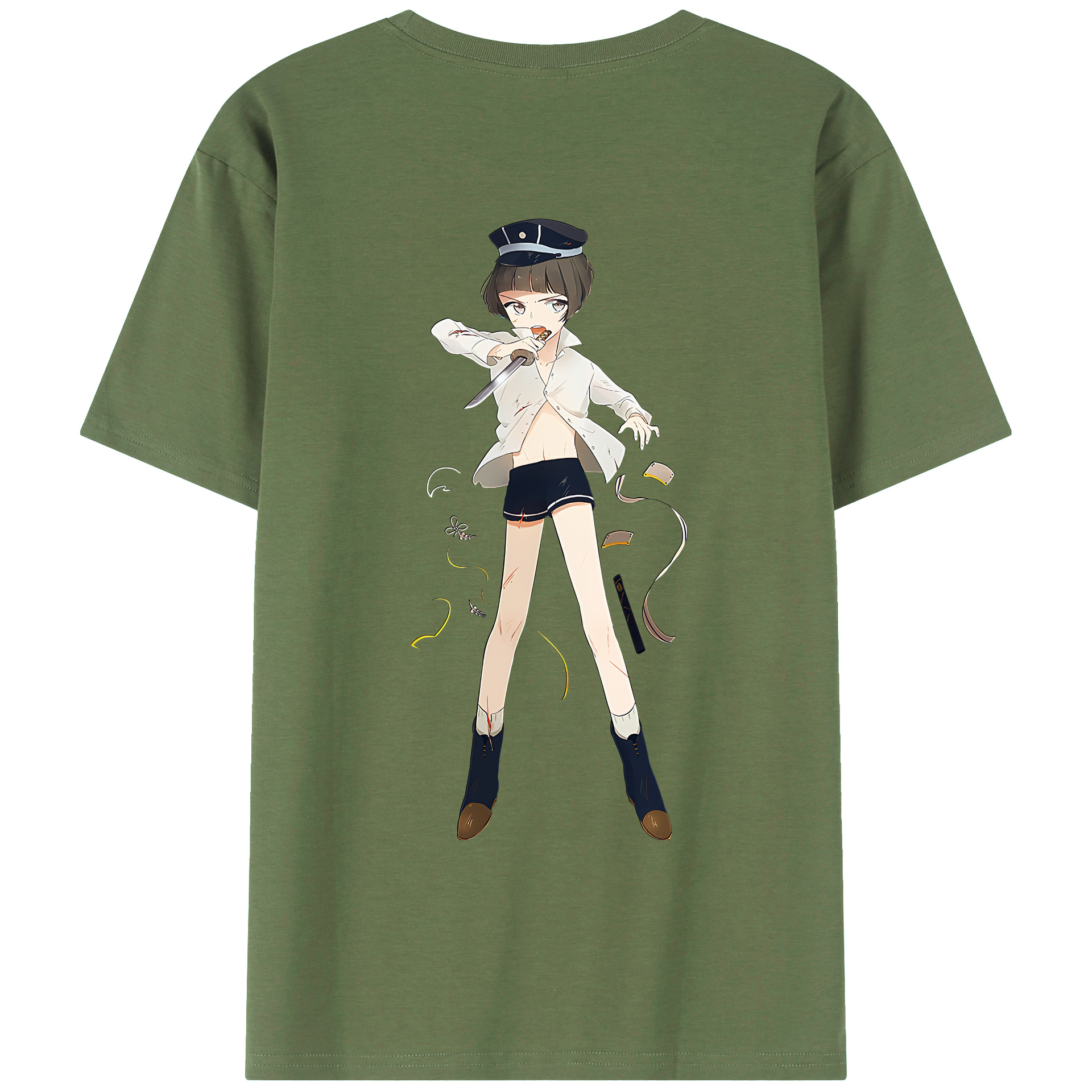 （画像用） 刀剣乱舞 Touken Ranbu 綿100％ メンズ半袖Tシャツ（バックプリント） 通気性